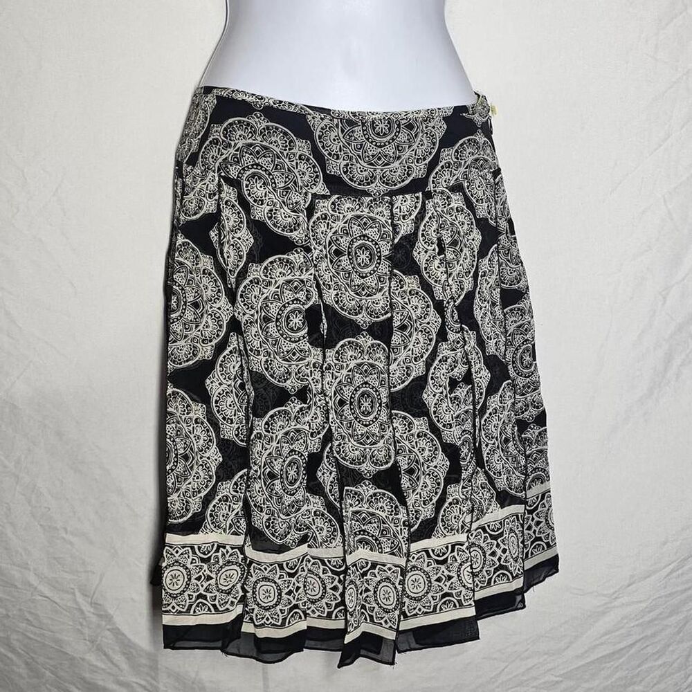 white house black market silk a-line patterned mini skirt